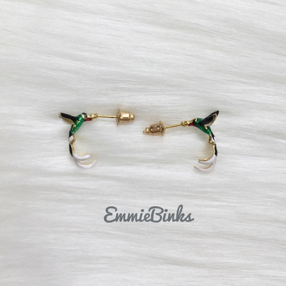 ✨3for$38sale New Minimalist Tiny Hummingbird Hoop Earrings / Bird Earrings - Picture 4 of 12